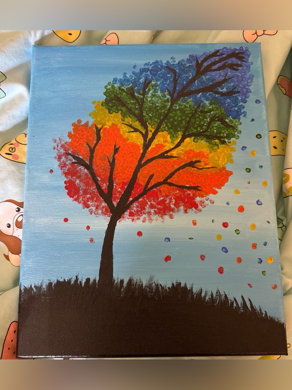 Multicolor Rainbow Tree Canvas Art - Contemporary Home Wall Decor